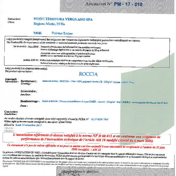 roccia - flammability AM 18